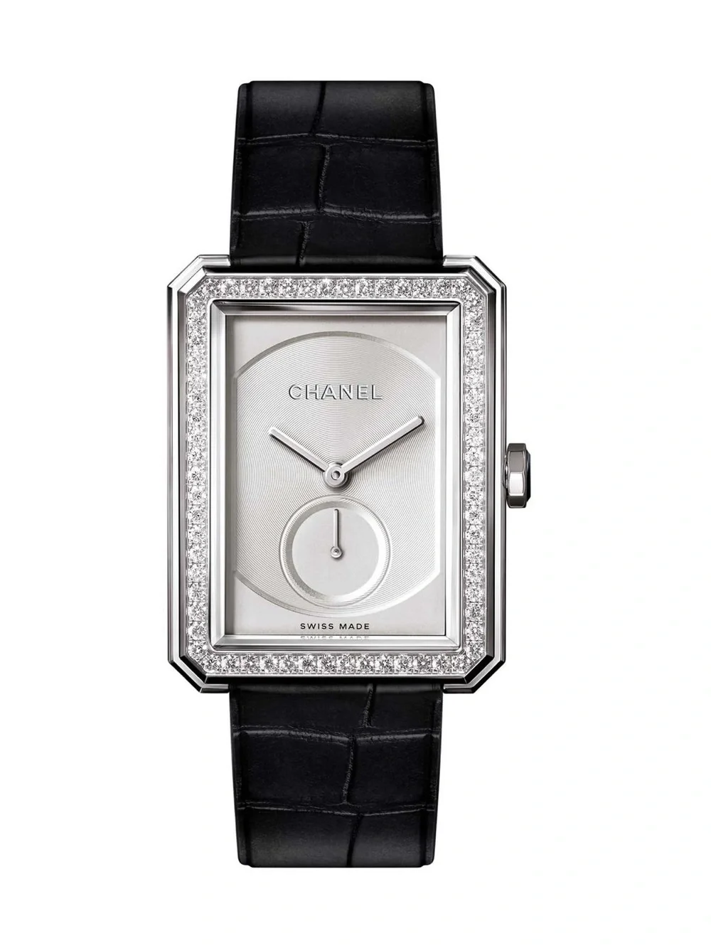 CHANEL Boyfriend Large Watch 18K Diamond w/ Alligator Strap H4472